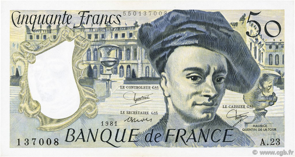 50 Francs QUENTIN DE LA TOUR FRANCE  1981 F.67.07 SPL
