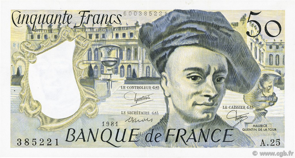 50 Francs QUENTIN DE LA TOUR FRANCIA  1981 F.67.07 EBC