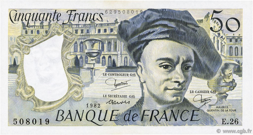 50 Francs QUENTIN DE LA TOUR FRANKREICH  1982 F.67.08 VZ
