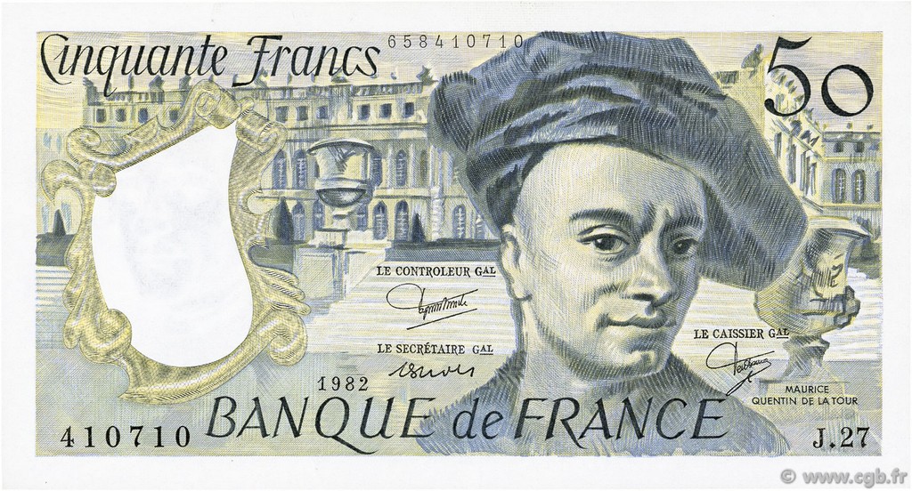 50 Francs QUENTIN DE LA TOUR FRANCIA  1982 F.67.08 SPL+