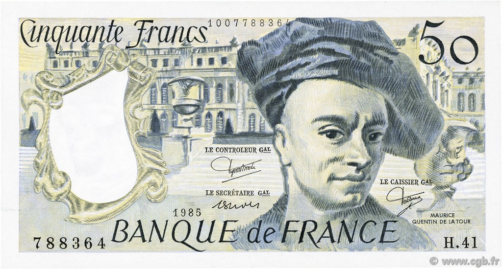 50 Francs QUENTIN DE LA TOUR FRANKREICH  1985 F.67.11 VZ