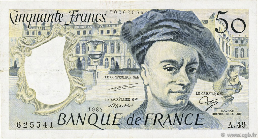 50 Francs QUENTIN DE LA TOUR FRANCE  1987 F.67.13 VF