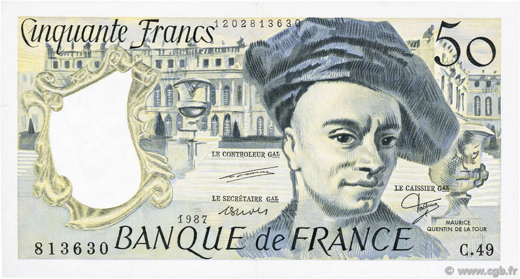 50 Francs QUENTIN DE LA TOUR FRANCIA  1987 F.67.13 EBC+