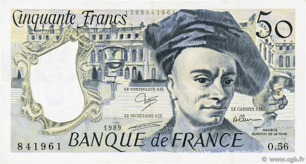 50 Francs QUENTIN DE LA TOUR FRANCIA  1989 F.67.15 MBC+