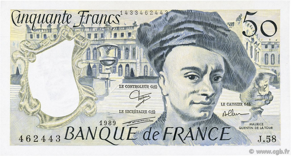 50 Francs QUENTIN DE LA TOUR FRANCE  1989 F.67.15 AU