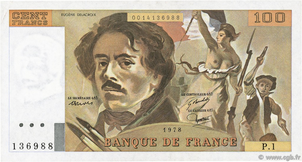 100 Francs DELACROIX FRANCIA  1978 F.68.01 q.SPL