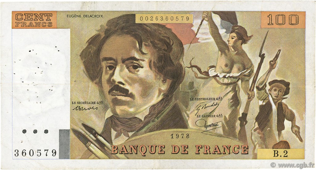 100 Francs DELACROIX FRANCIA  1978 F.68.02 BC