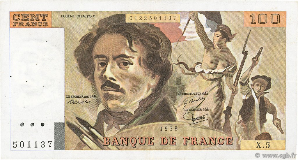 100 Francs DELACROIX modifié FRANCIA  1978 F.69.01d BB