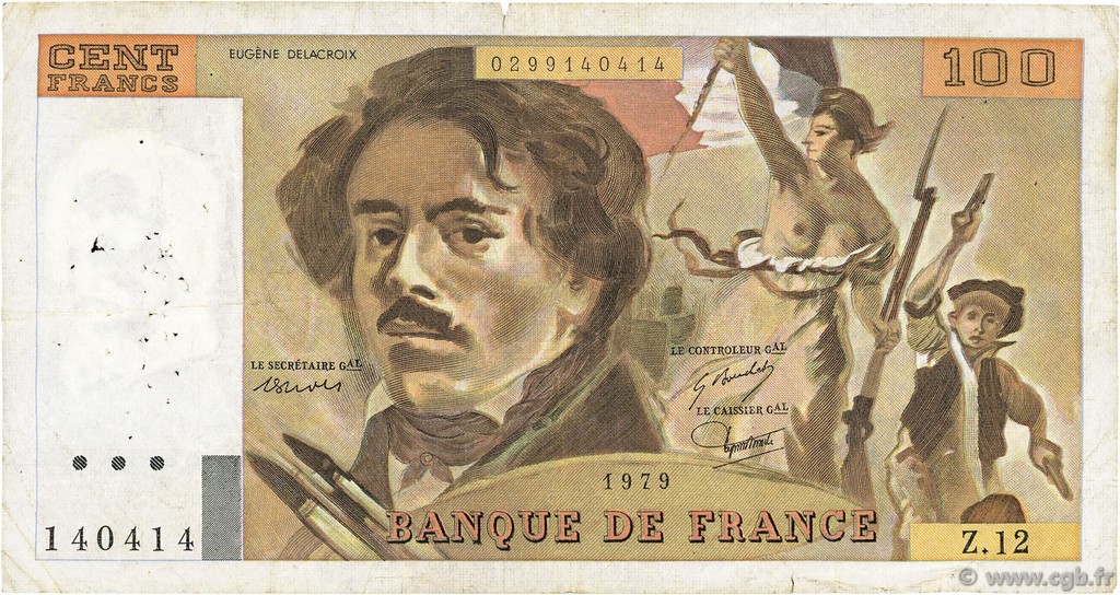 100 Francs DELACROIX modifié FRANCIA  1979 F.69.02c BC