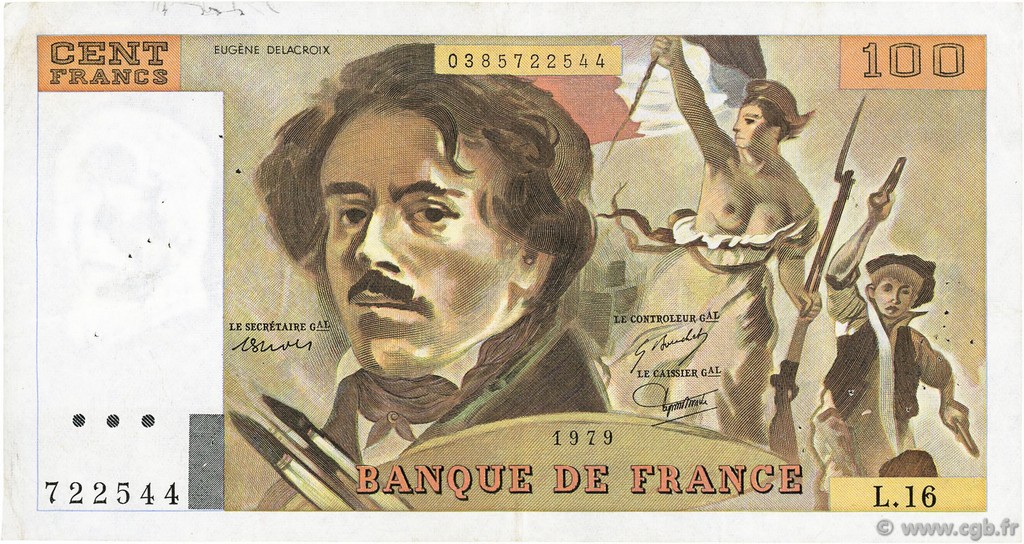 100 Francs DELACROIX modifié FRANCIA  1979 F.69.02c MBC