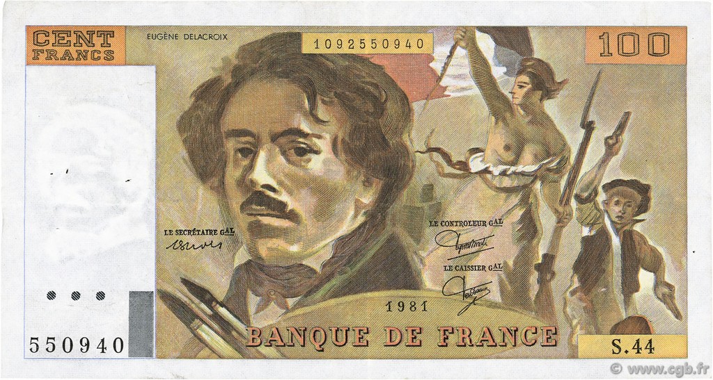 100 Francs DELACROIX modifié FRANCIA  1981 F.69.05 BB