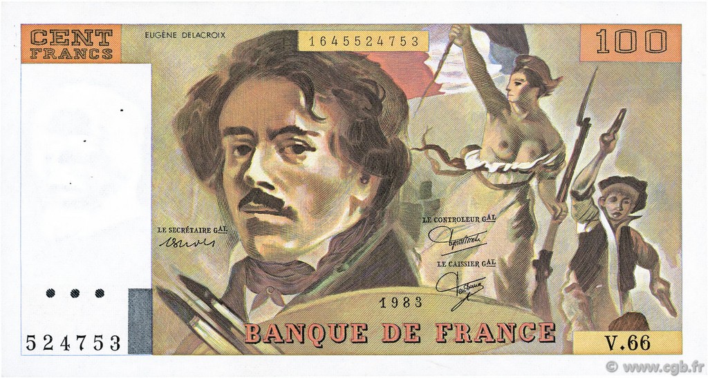 100 Francs DELACROIX modifié FRANCIA  1983 F.69.07 BB