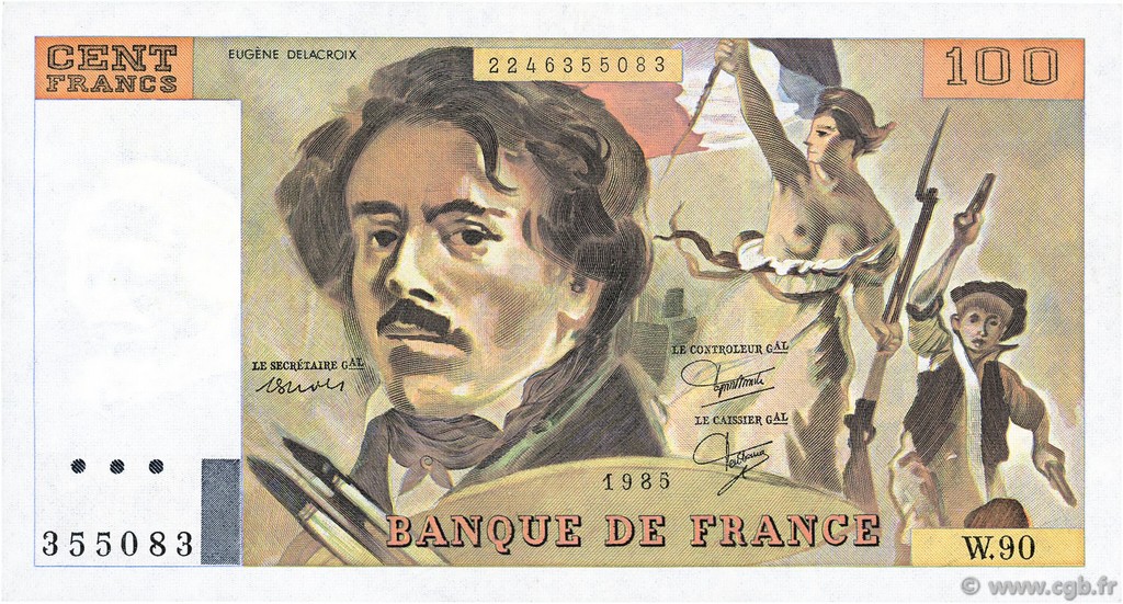 100 Francs DELACROIX modifié FRANCIA  1985 F.69.09 q.SPL