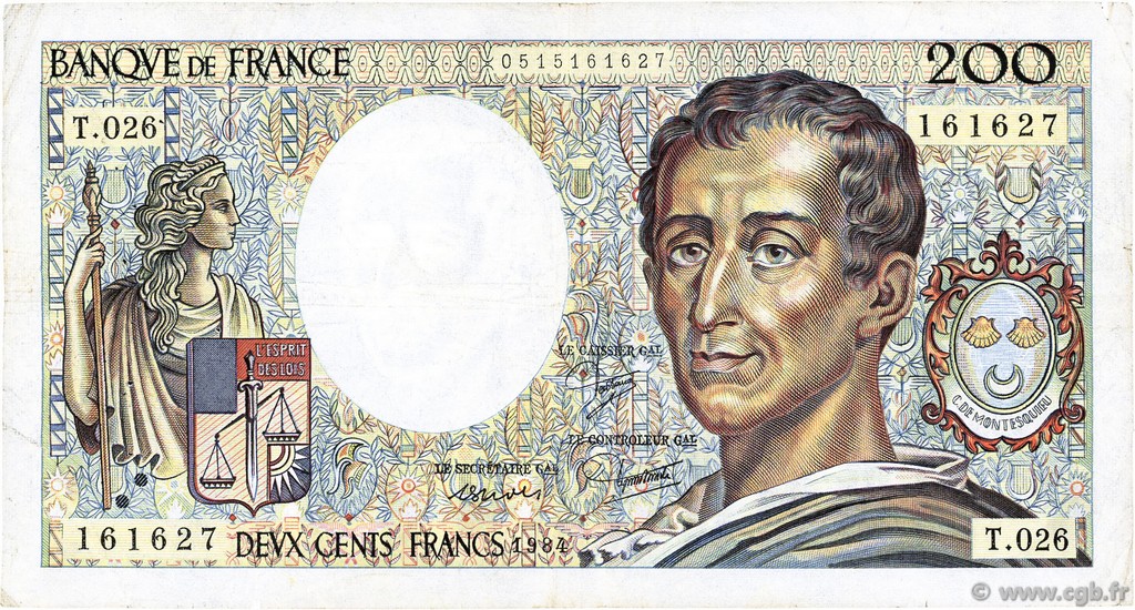 200 Francs MONTESQUIEU FRANCIA  1984 F.70.04 BC