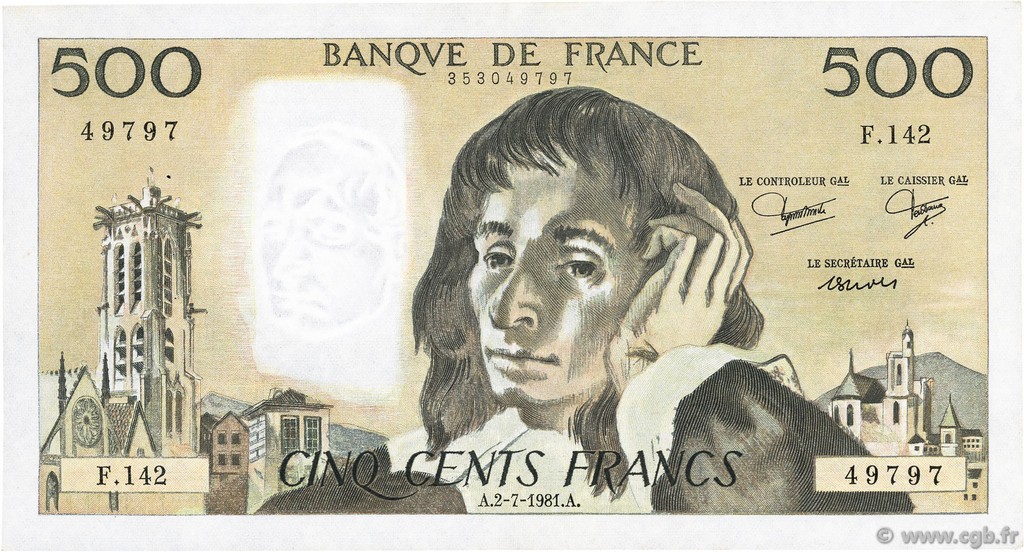 500 Francs PASCAL FRANCIA  1981 F.71.25 MBC+