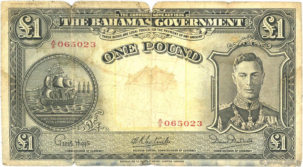 1 Pound BAHAMAS  1936 P.11e GE