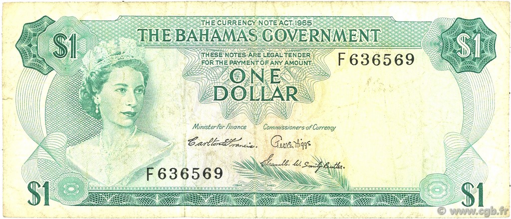 1 Dollar BAHAMAS  1965 P.18d BC
