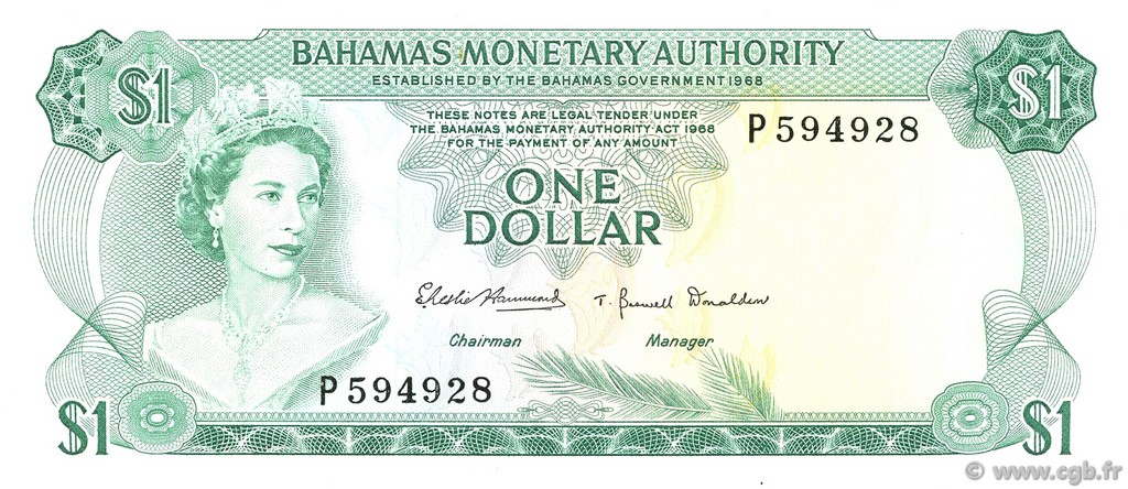 1 Dollar BAHAMAS  1968 P.27a fST+