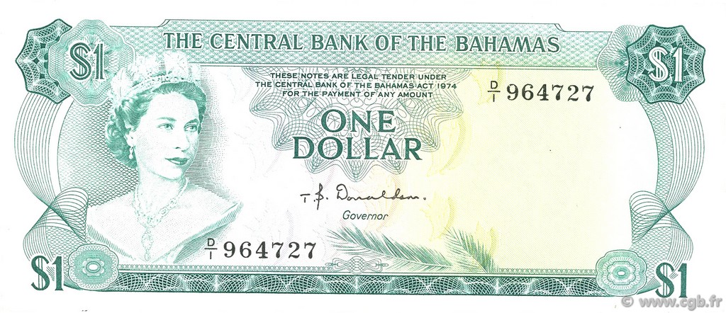 1 Dollar BAHAMAS  1974 P.35a VZ