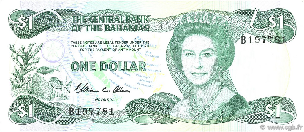 1 Dollar BAHAMAS  1984 P.43a fVZ