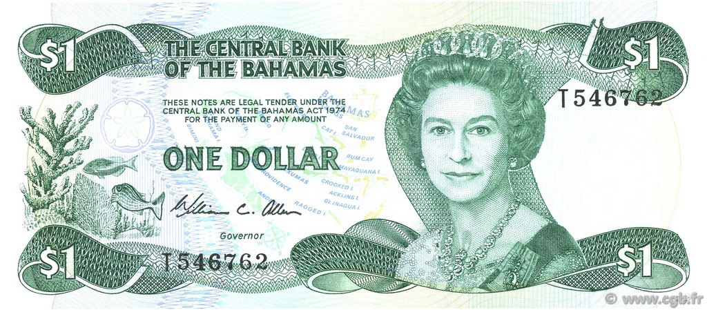 1 Dollar BAHAMAS  1984 P.43a UNC
