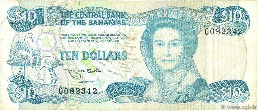 10 Dollars BAHAMAS  1984 P.46b MB