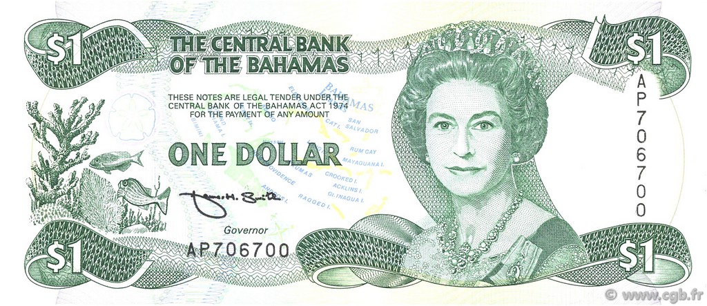 1 Dollar BAHAMAS  1992 P.51 ST