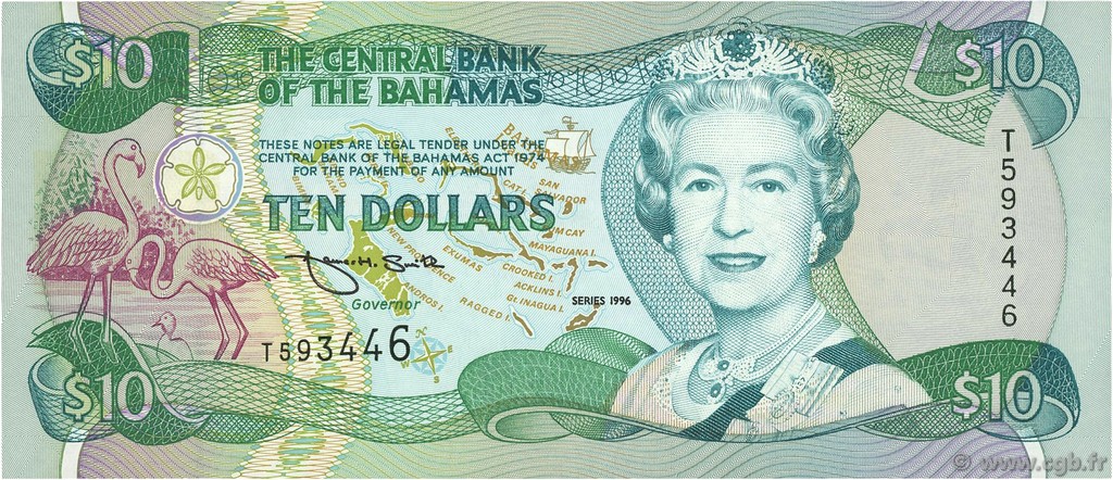 10 Dollars BAHAMAS  1996 P.59 FDC