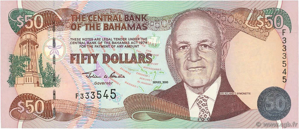 50 Dollars BAHAMAS  2000 P.66 UNC