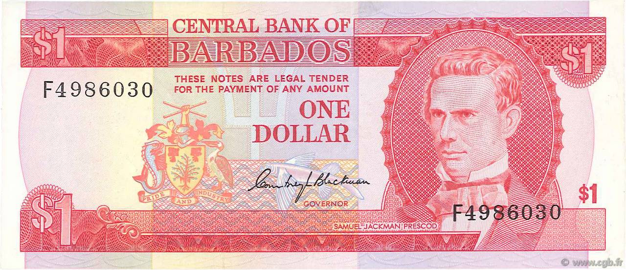 1 Dollar BARBADOS  1973 P.29a VZ