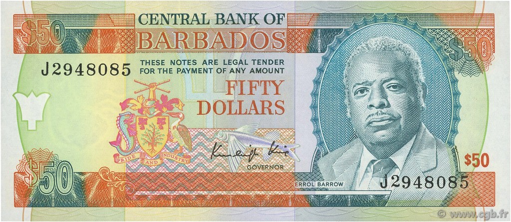 50 Dollars BARBADOS  1989 P.40a ST