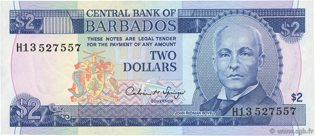 2 Dollars BARBADOS  1993 P.42 UNC