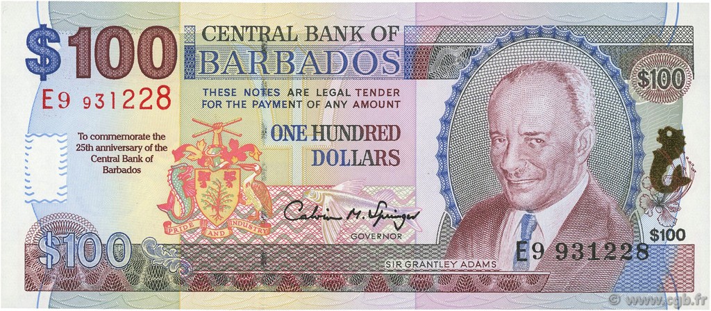 100 Dollars BARBADOS  1997 P.53a UNC
