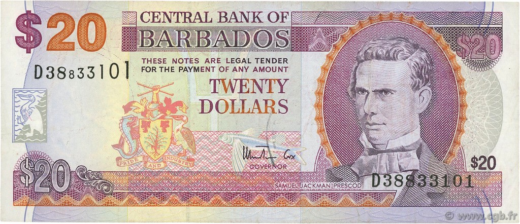 20 Dollars BARBADOS  1999 P.57 fVZ