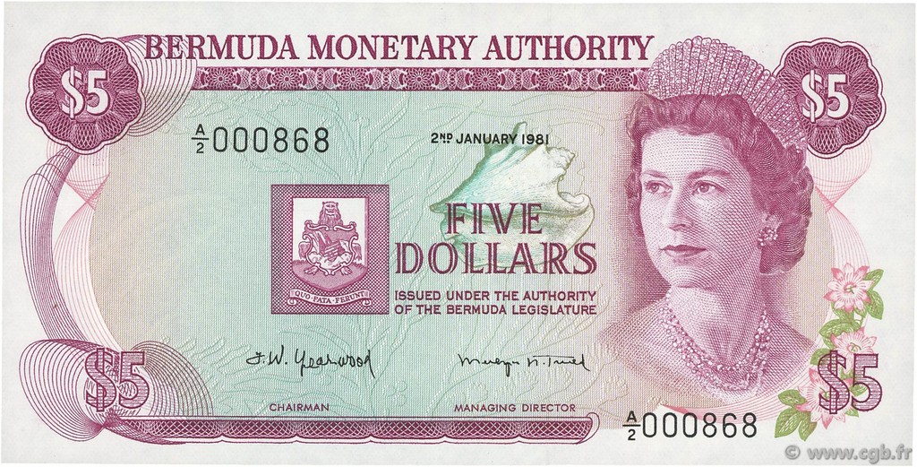 5 Dollars BERMUDA  1981 P.29b UNC
