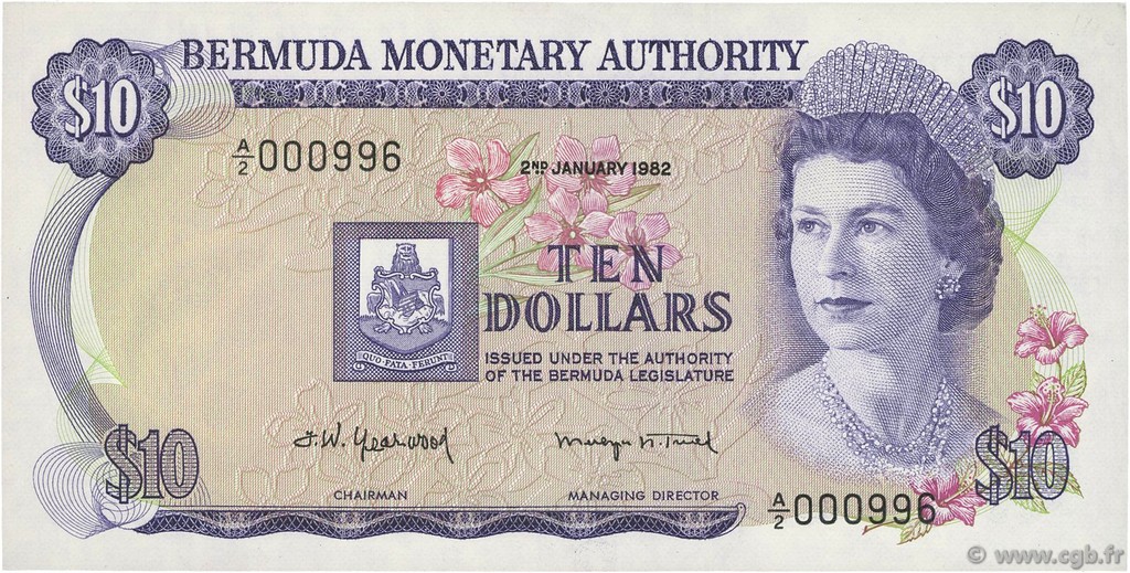 10 Dollars BERMUDA  1982 P.30b FDC