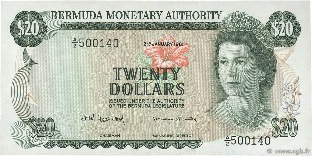 20 Dollars BERMUDAS  1981 P.31c ST