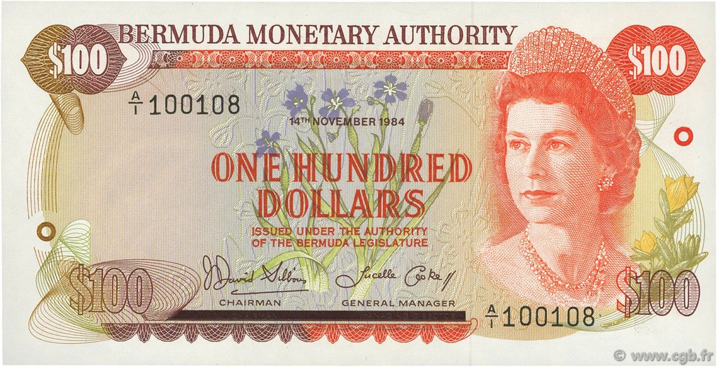 100 Dollars BERMUDAS  1984 P.33b FDC