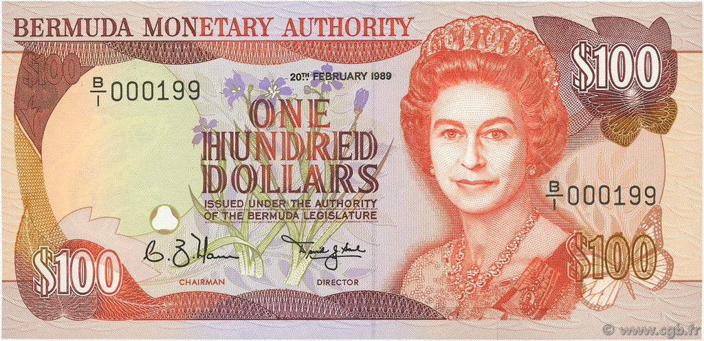 100 Dollars BERMUDAS  1989 P.39 ST