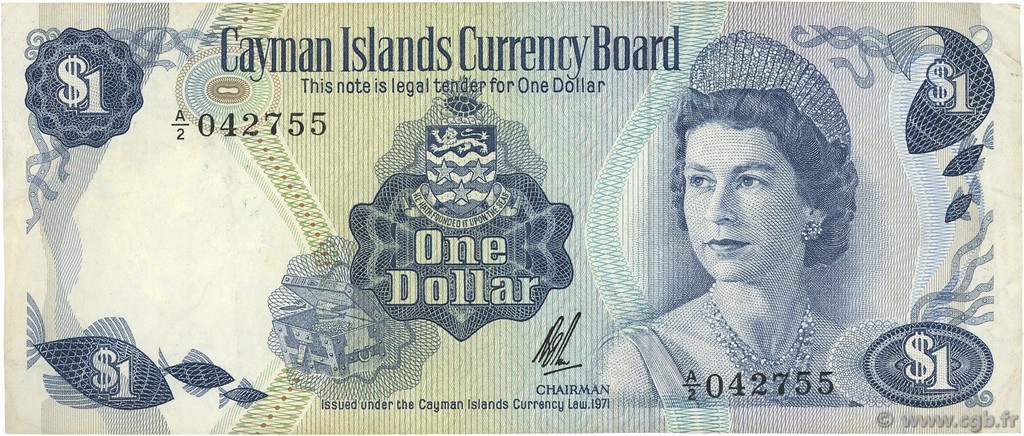 1 Dollar CAYMANS ISLANDS  1972 P.01b VF
