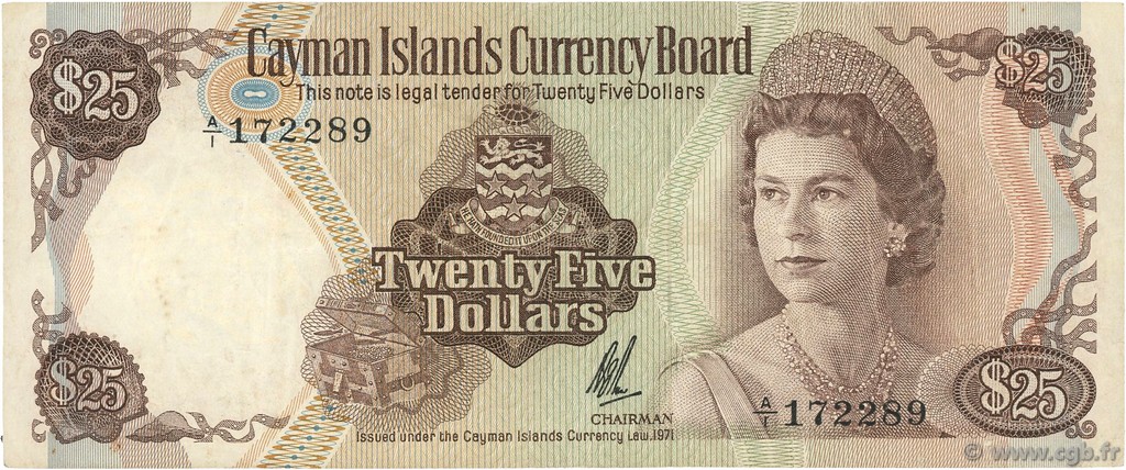 25 Dollars CAYMANS ISLANDS  1972 P.04 VF