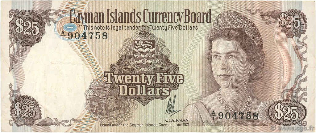 25 Dollars ISLAS CAIMáN  1974 P.08a MBC