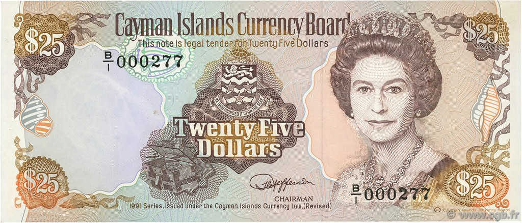 25 Dollars CAYMANS ISLANDS  1991 P.14 UNC-