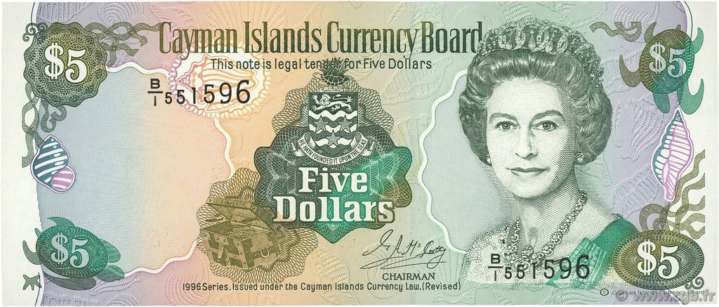 5 Dollars KAIMANINSELN  1996 P.17 ST