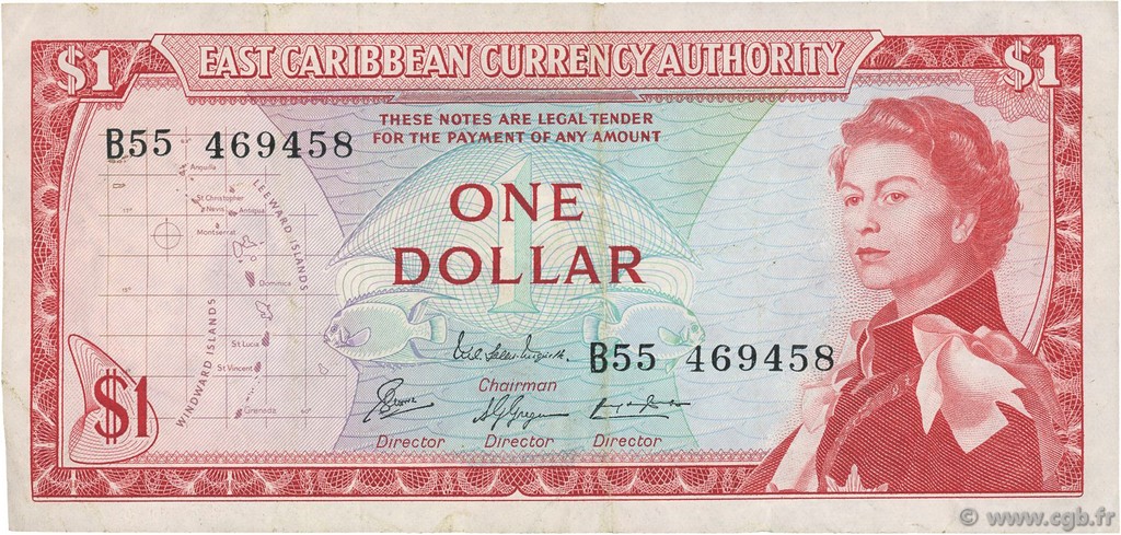 1 Dollar EAST CARIBBEAN STATES  1965 P.13e q.SPL