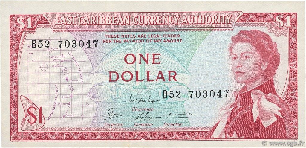 1 Dollar EAST CARIBBEAN STATES  1965 P.13e UNC-