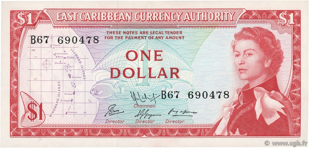 1 Dollar EAST CARIBBEAN STATES  1965 P.13f VZ