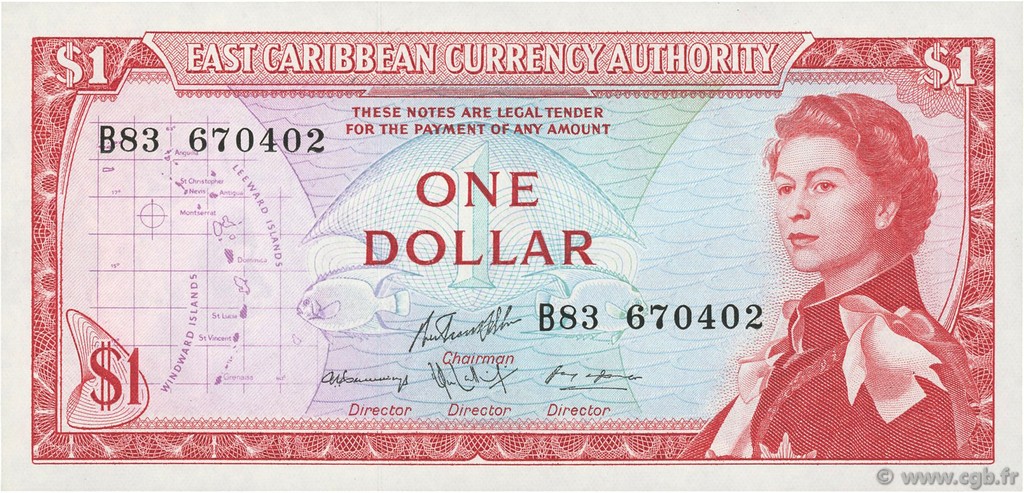 1 Dollar EAST CARIBBEAN STATES  1965 P.13g q.FDC