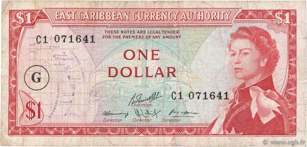 1 Dollar EAST CARIBBEAN STATES  1965 P.13j BC