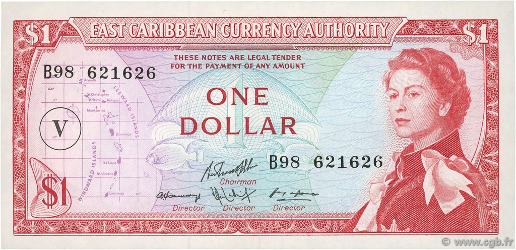 1 Dollar EAST CARIBBEAN STATES  1965 P.13o XF
